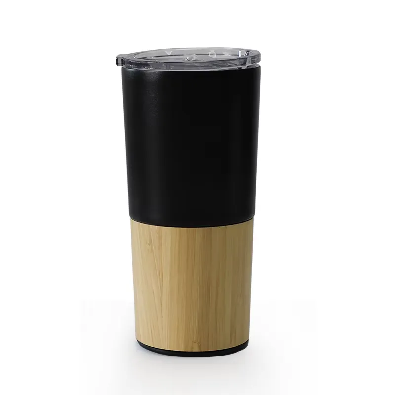 20 Oz Stainless Steel Bamboo Cover Travel Cup 3