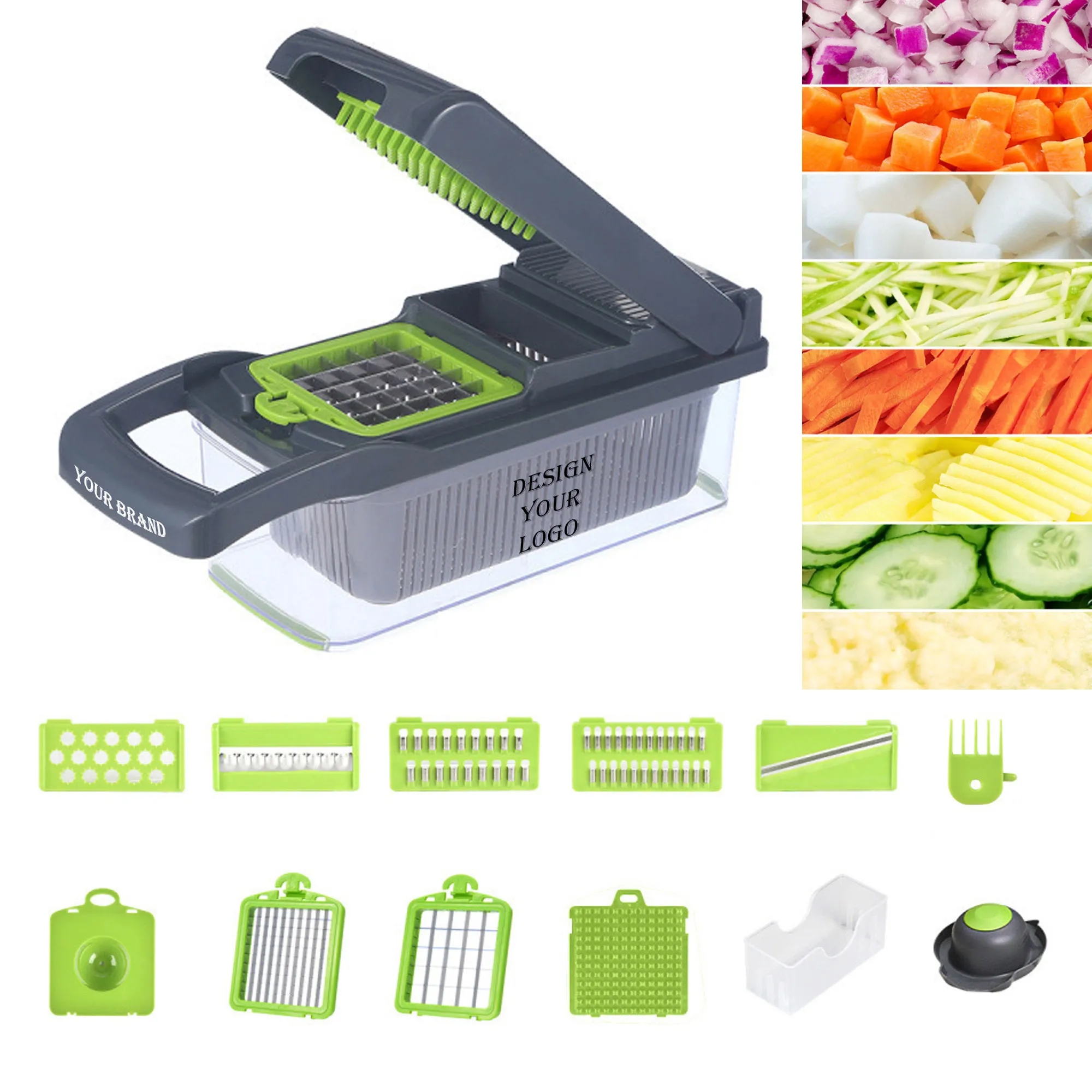 15pcs Multifunctional Vegetable Chopper With Container 1