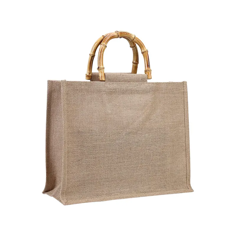 Jute Tote Bag With Bamboo Handle 7