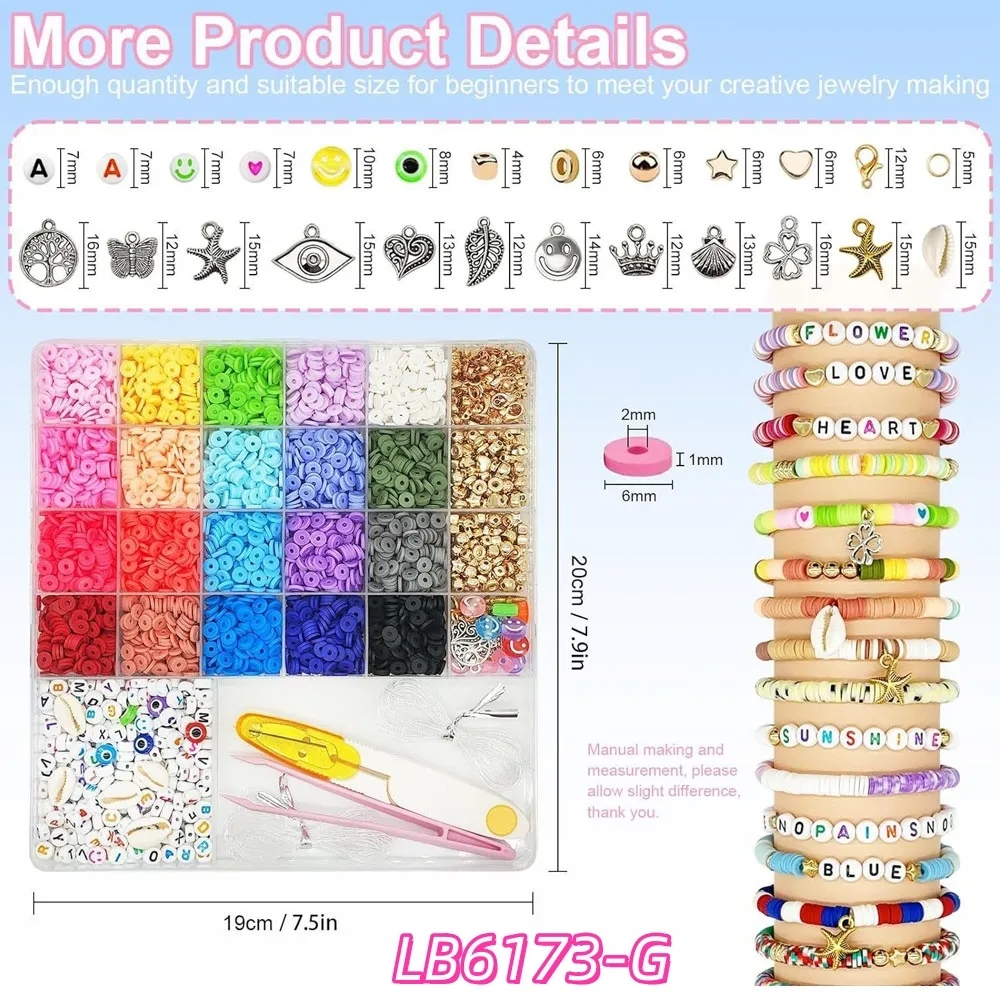 Lot DIY Friendship Bracelet Making Kit Beads and Charms Set 7