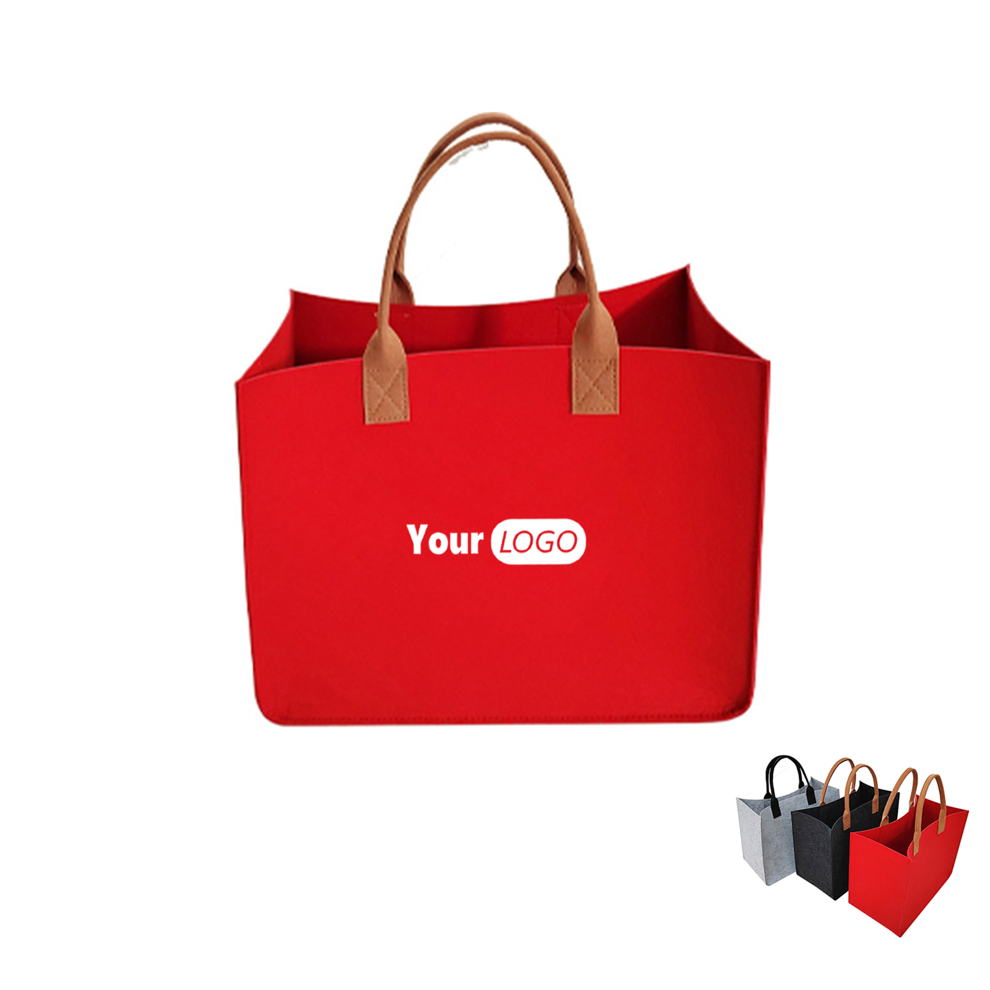 Felt Bag with Long Handles - Foldable & Stylish, custom tote bag with logo imprint 2