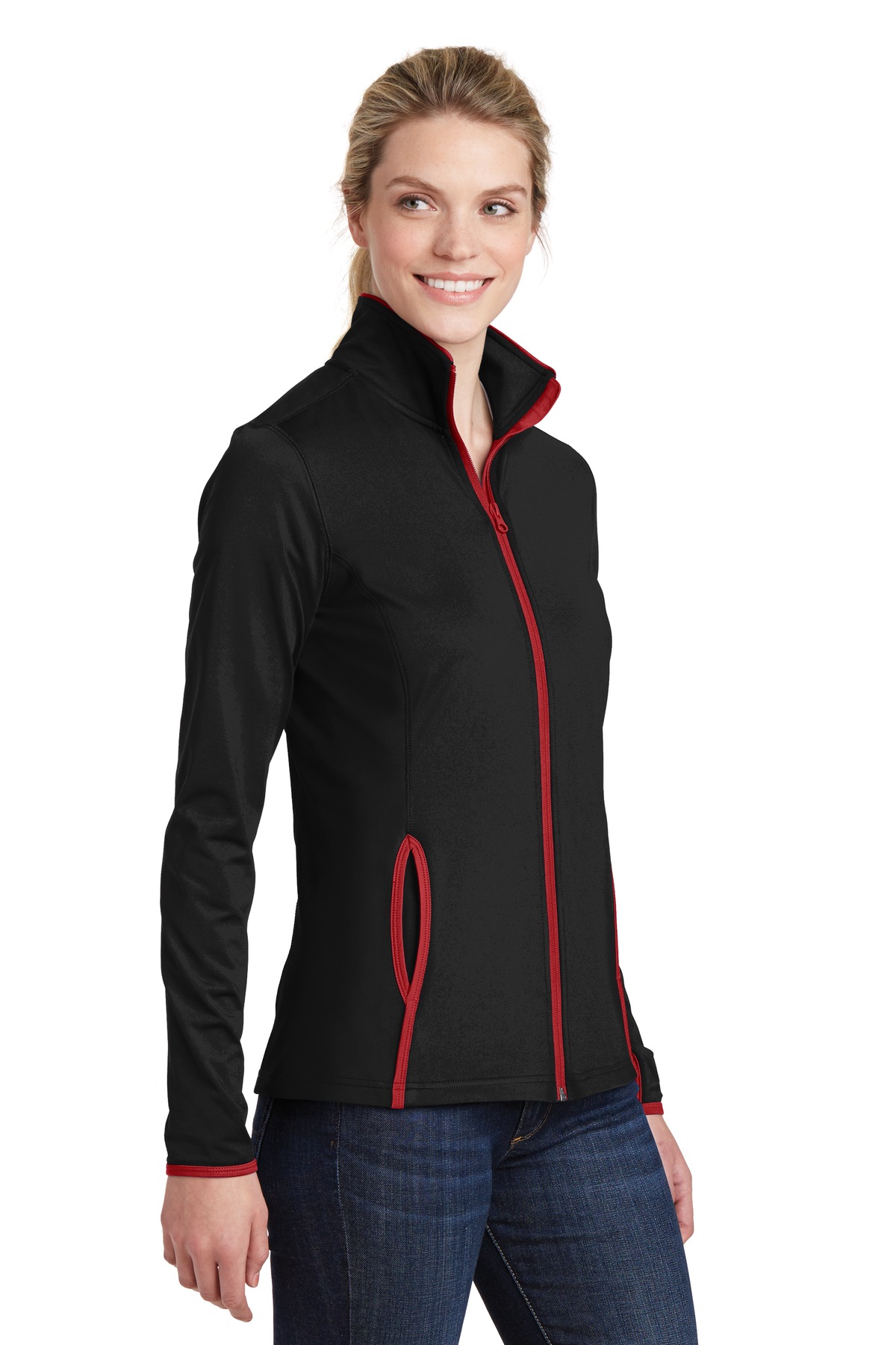 Sport-Tek Women's Sport-Wick Stretch Contrast Full-Zip Jacket. LST853 29