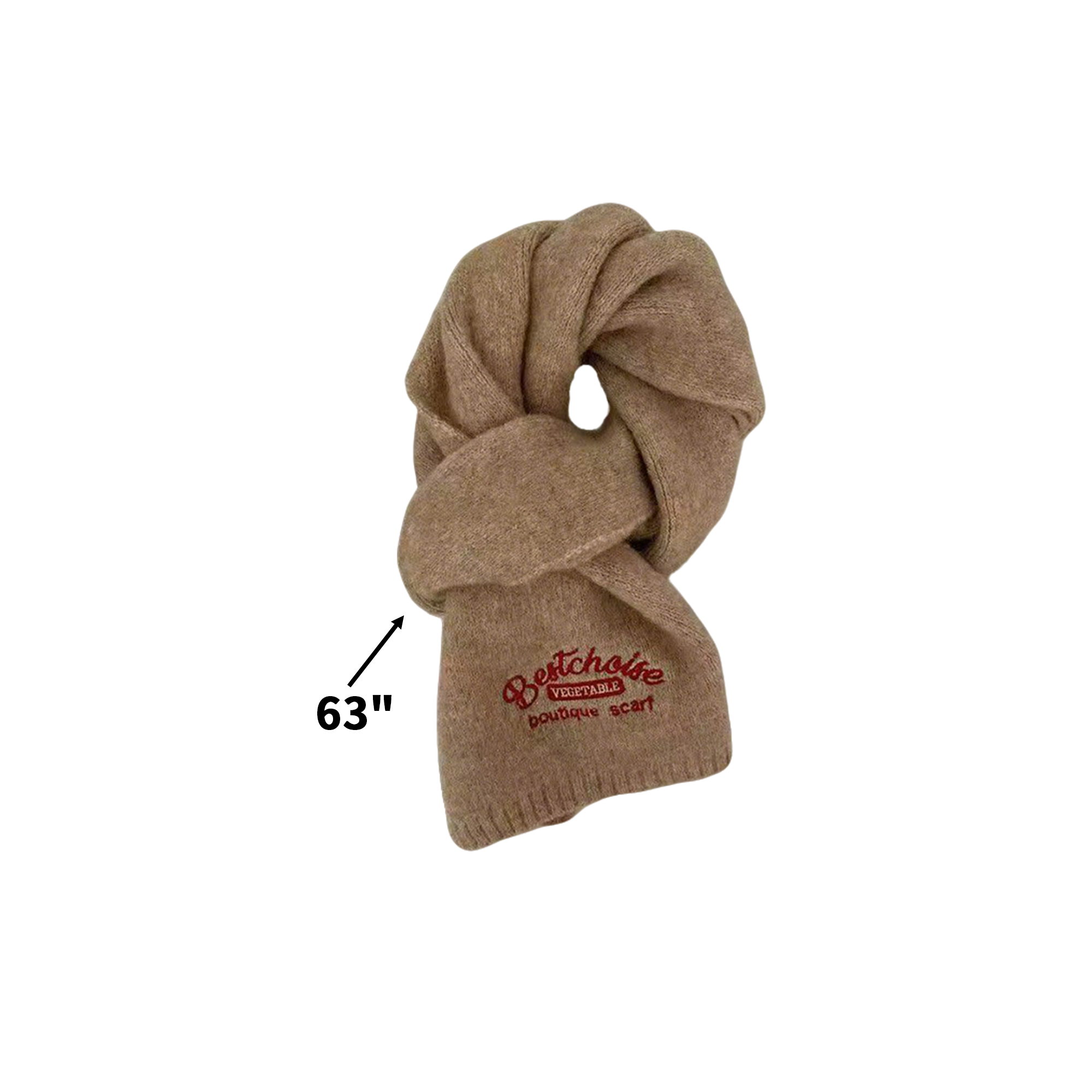 Knitted Cashmere Winter Scarf Embroidered 63 x 9" 12