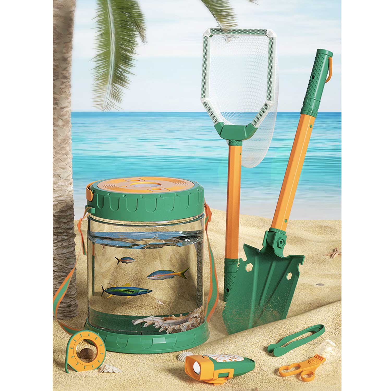 Kids' Clam Rake & Crab Claw Shovel Kit Beach Sand Toy Set 6