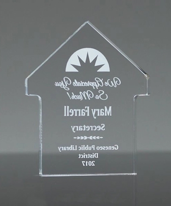 House Shaped Crystal Award with Logo 3