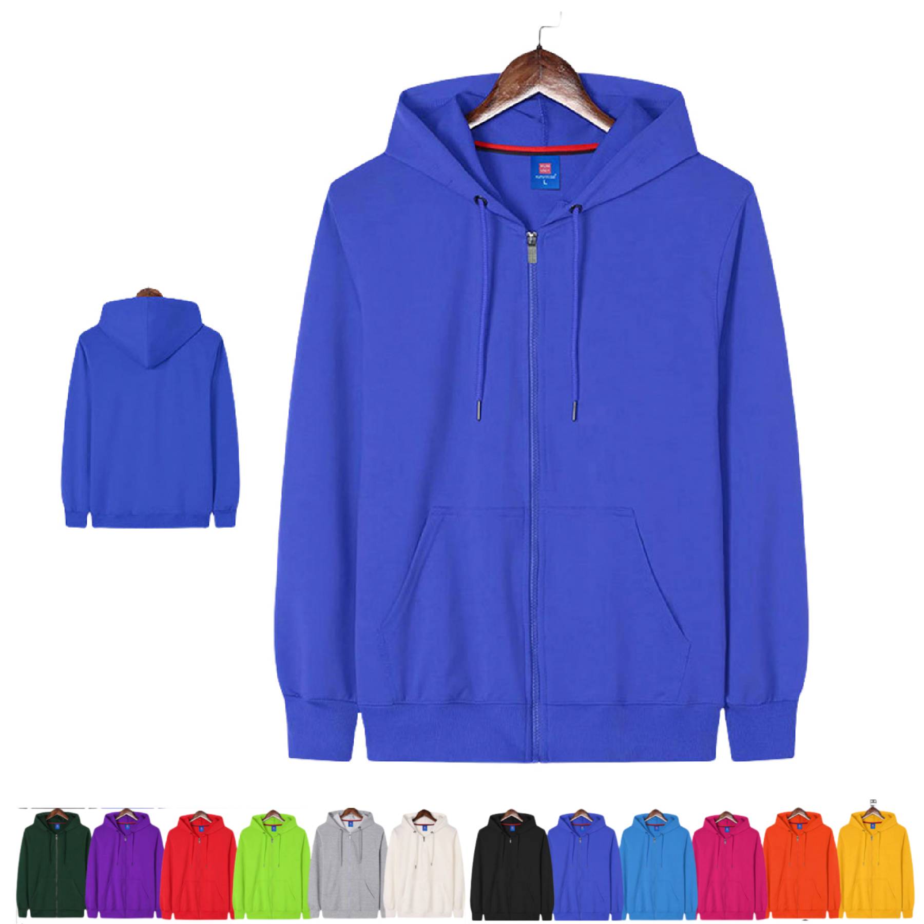 Full Zip cotton Pullover drawstring hooded Loose Fit hoodie, custom hoodie or sweatshirt with logo imprint 3