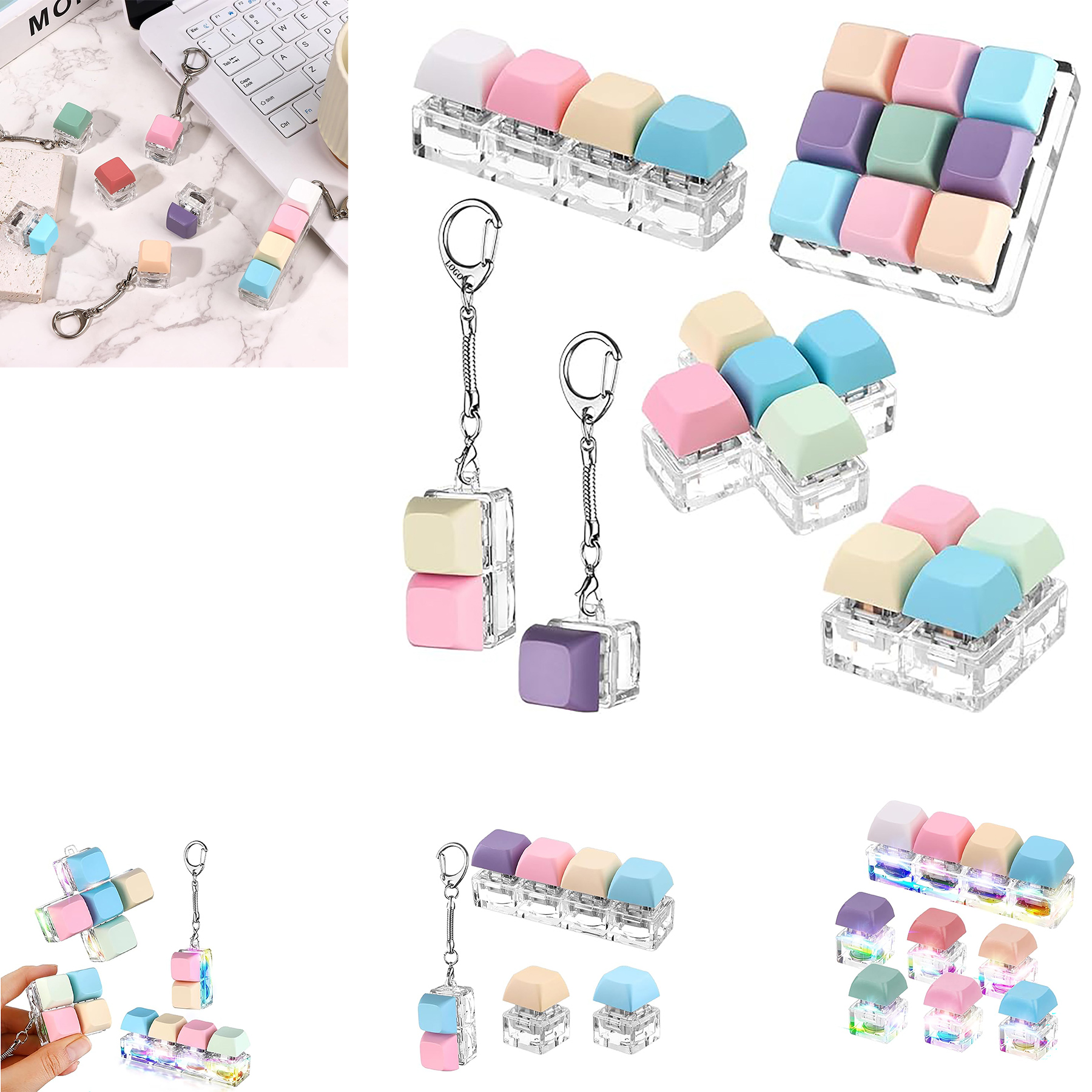 Keyboard Fingertip Decompression Keychain 4