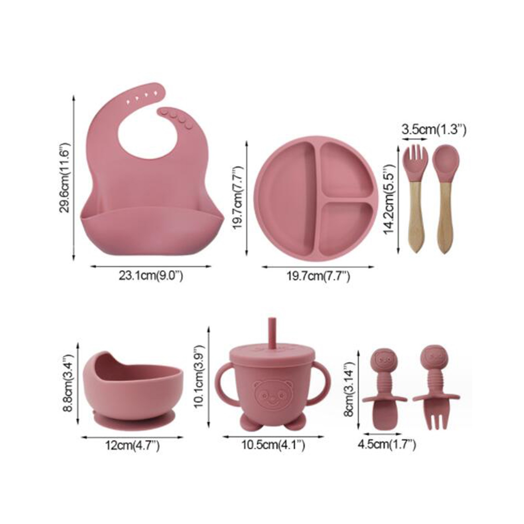 8pcs Silicone Baby Feeding Set 2