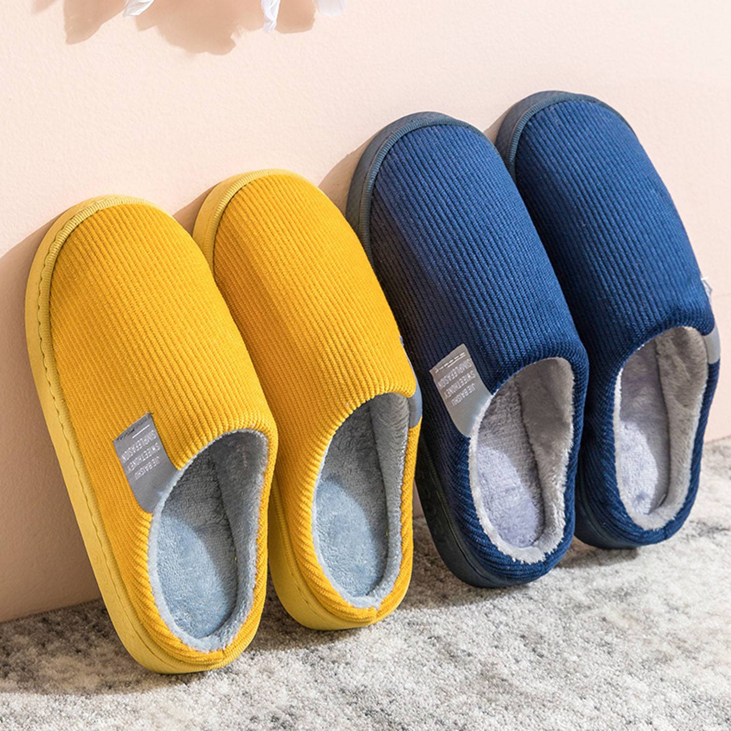 Solid-colored Plush Warm Slippers 11