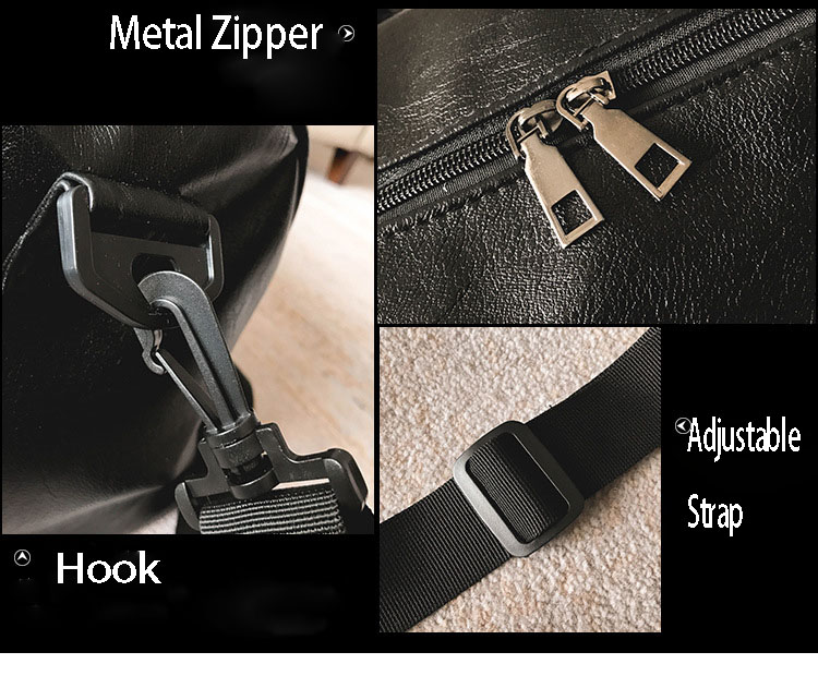 Leather Travel/Duffel Gym Bag W/ Shoe Pouch 3