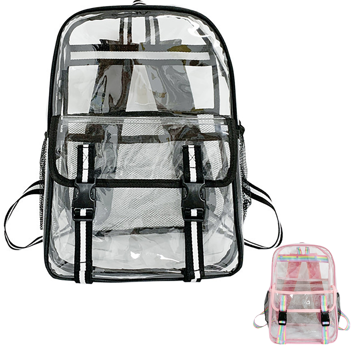 Large Capacity Clear PVC Backpack w/ USB Port 4