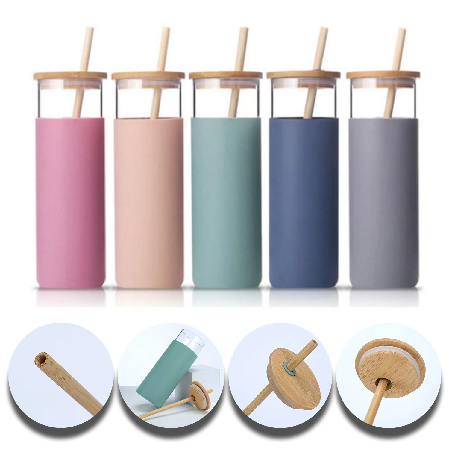 20OZ Tumbler Glass Water Bottle with Straw 6