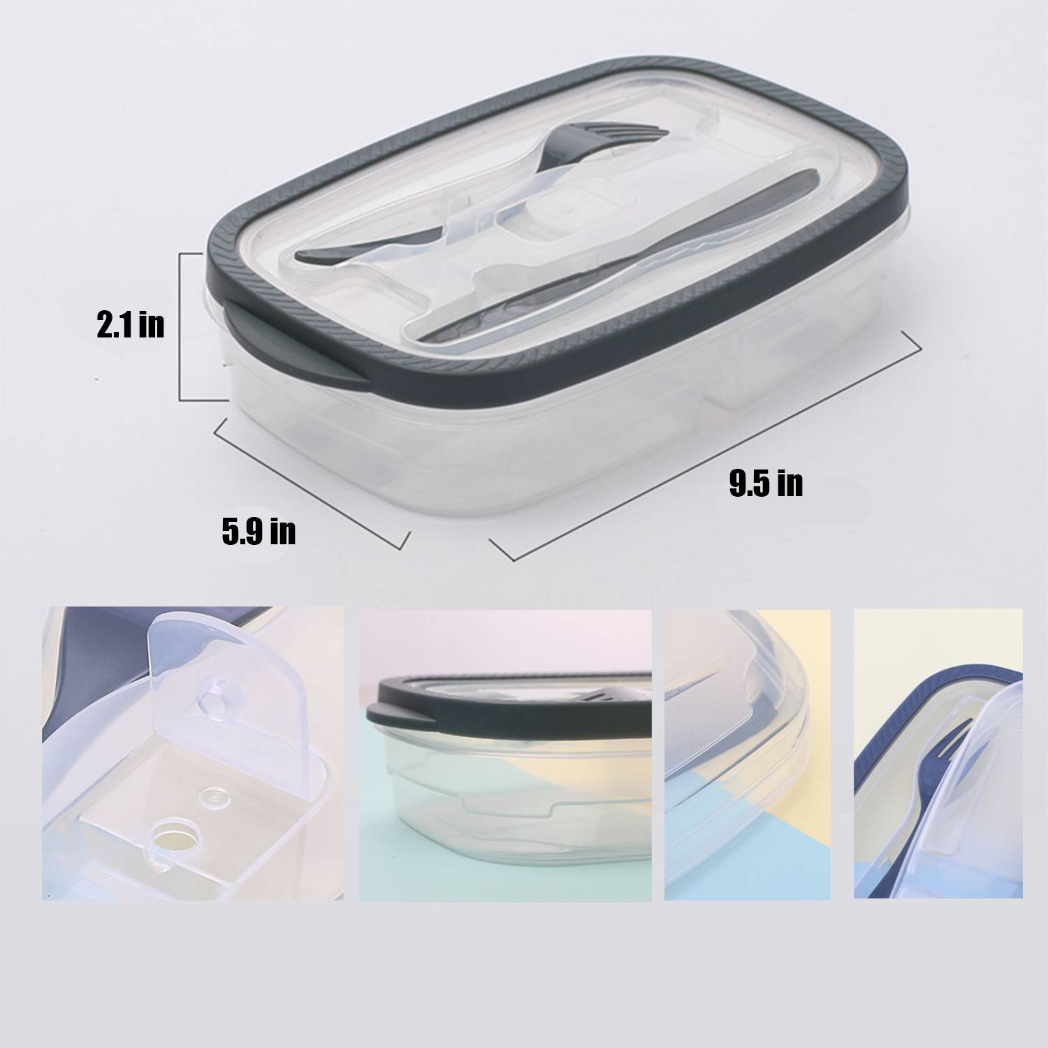 Plastic Seal Tight Prep Lunch Box with Lids Airtight 3