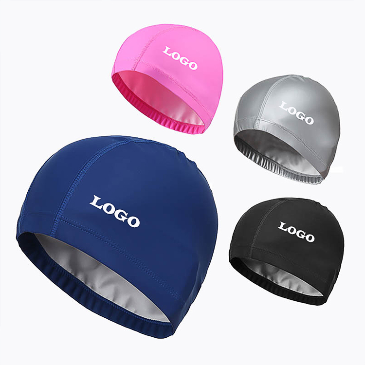 Waterproof Pu Coating Polyester Swimming Caps 3