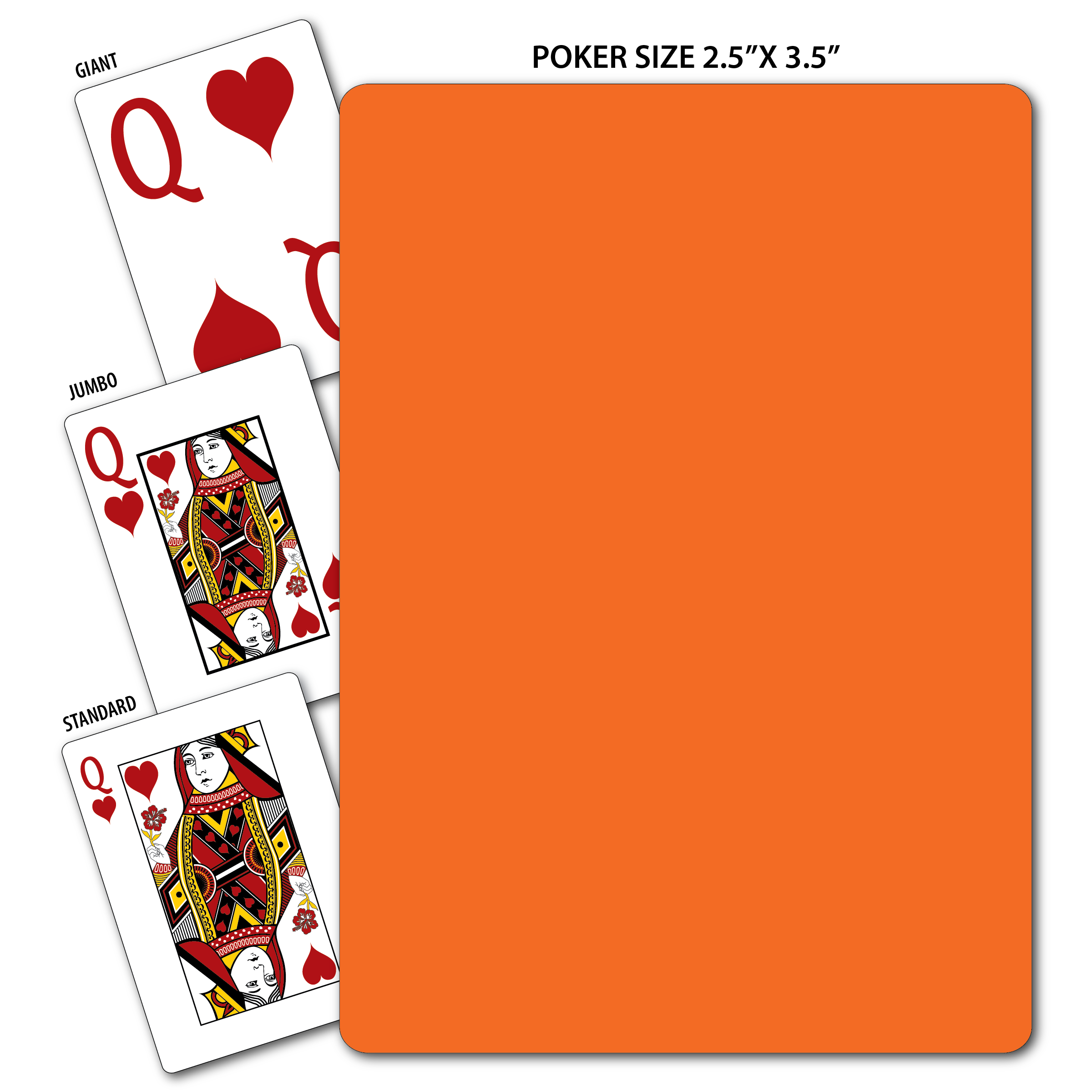 Solid Back Orange Poker Size Playing Cards 2