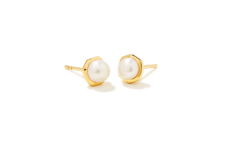 Kendra Scott Davie Pearl 18K Gold Vermeil Stud Earrings in Freshwater Cultured Pearl 2