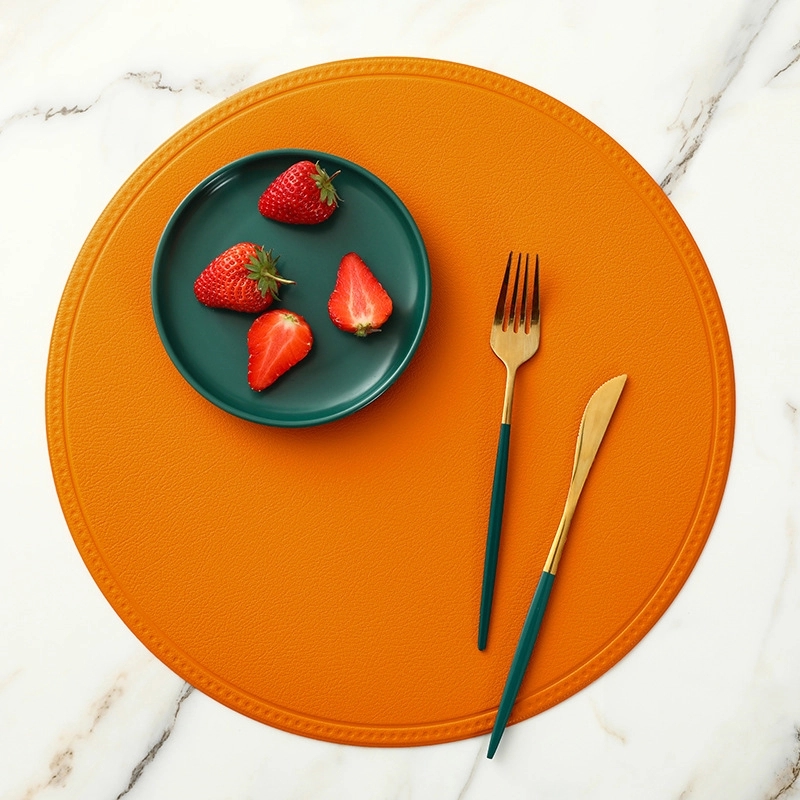 Custom Round PU Leather Table Placemat & Dining Meal Pad 8