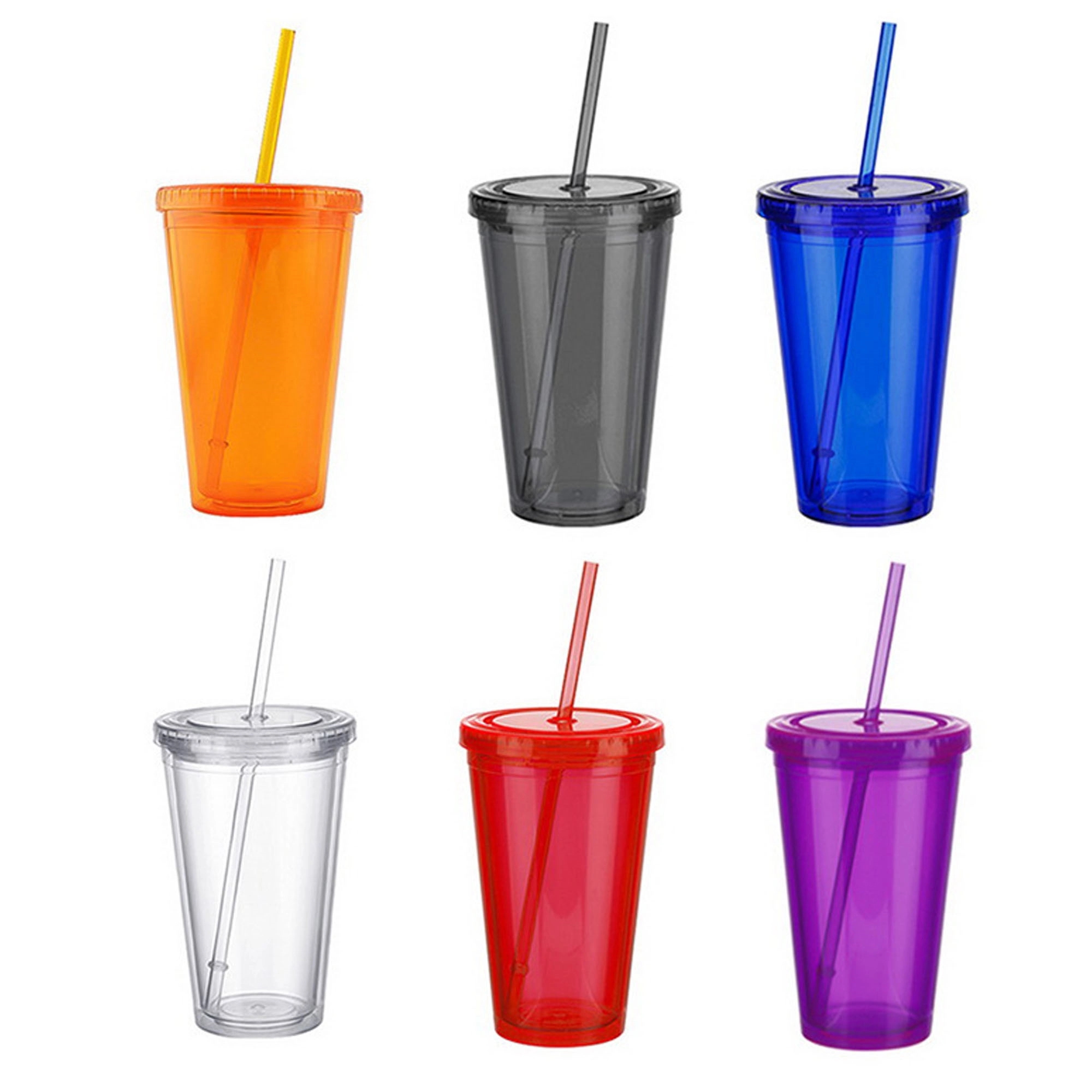 Plastic Double Wall Tumbler with Straw 6