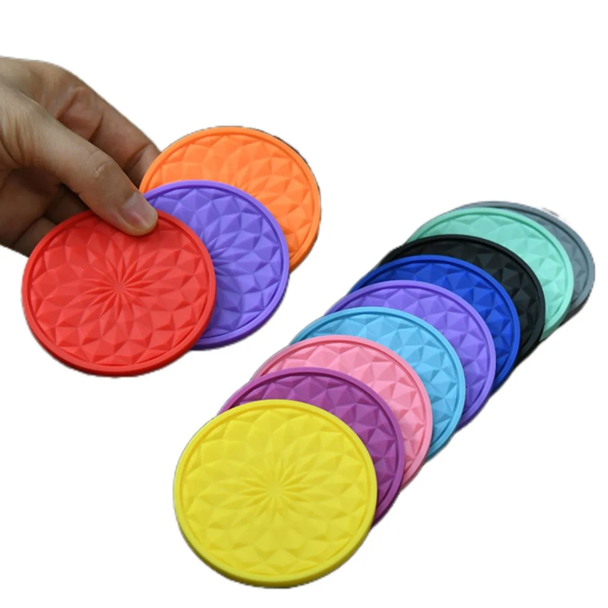 6Pack Silicone Round Coaster with Non-Slip Non-Stick Holder 2