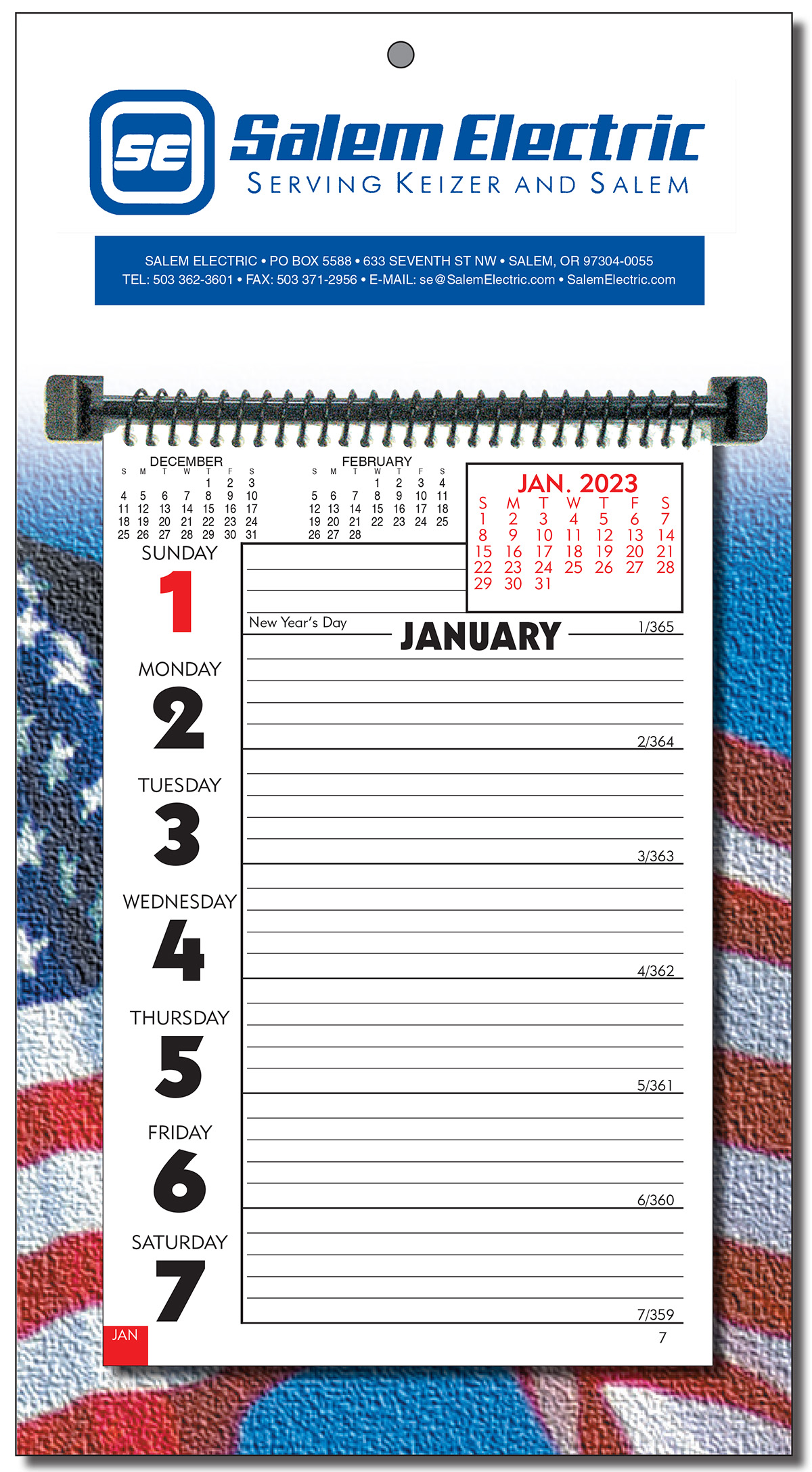 Weekly Memo Almanac Calendar Patriotic