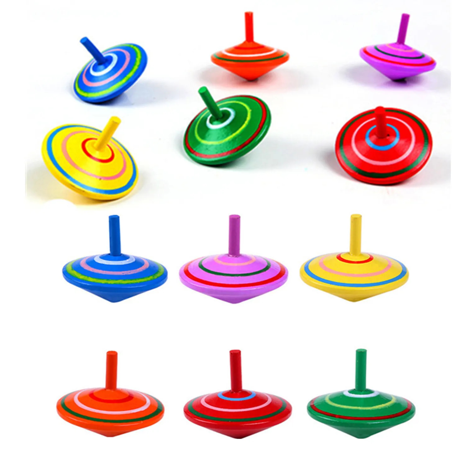 Colorful Painted Wood Spinning Tops 4