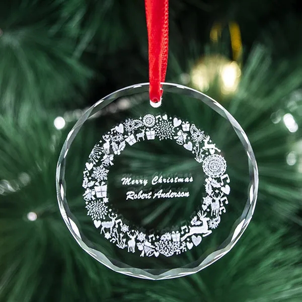 Round Facet Crystal Ornament - 3.15" 5