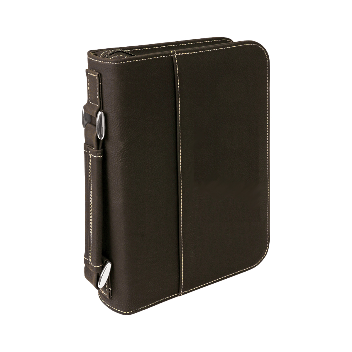6" x 9" Black & Silver Leatherette Book/Bible Cover with Handle & Zipper 2