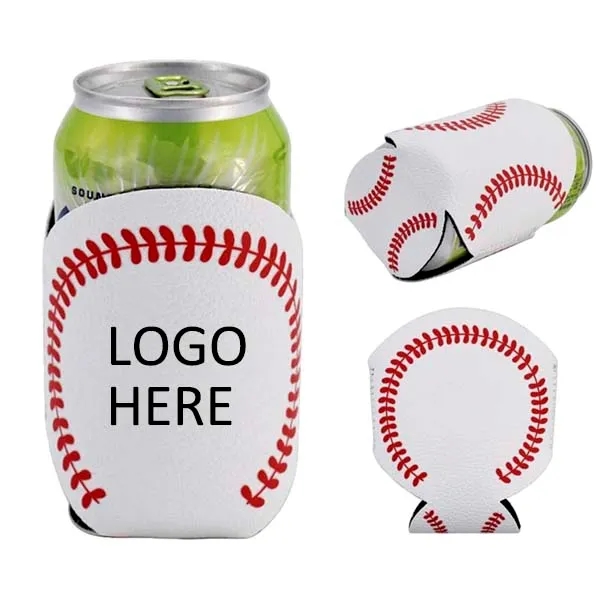 Baseball Skin Can Cooler Holder, custom koozie with logo imprint 2