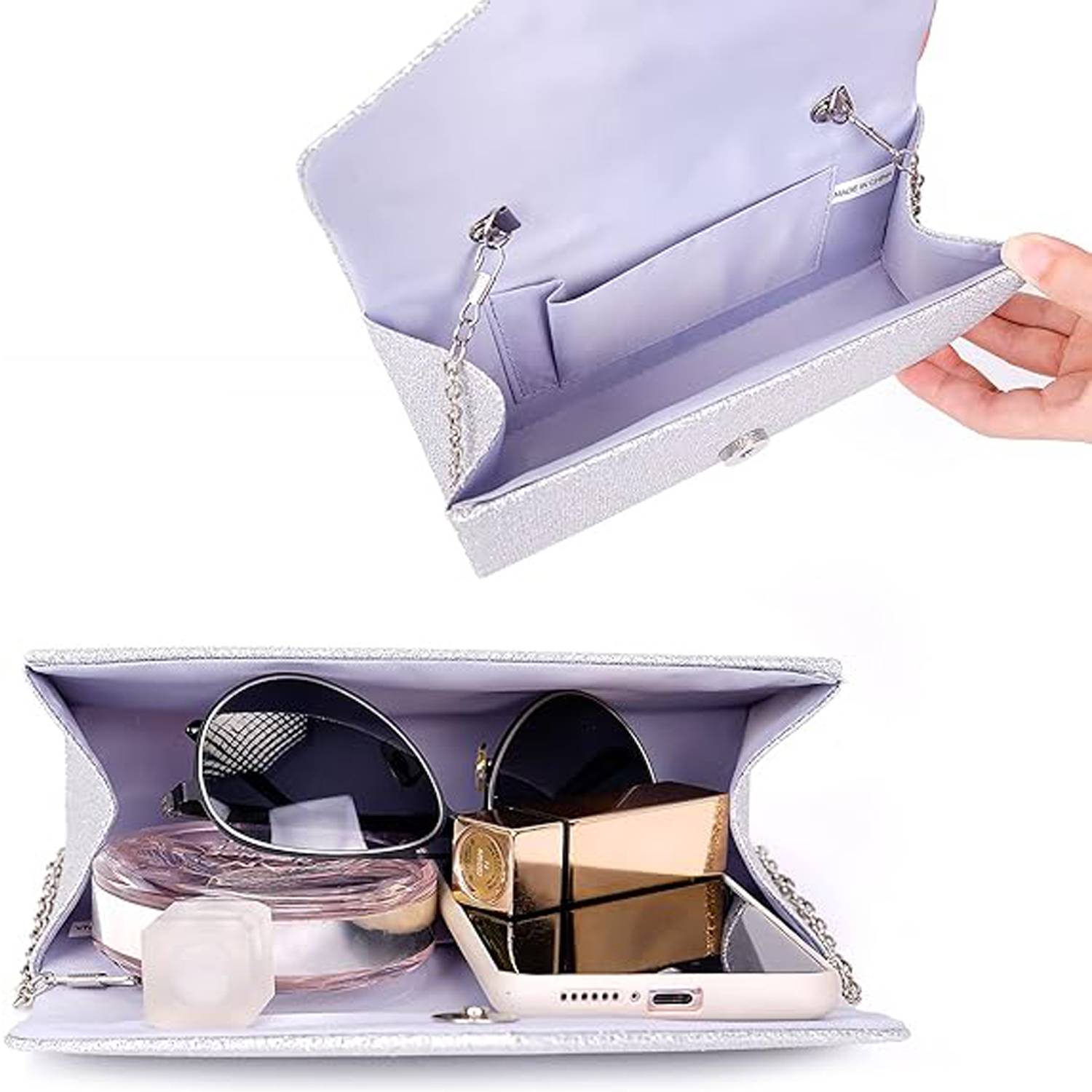 Women's Envelope Clutch Bag with Detachable Chain 8