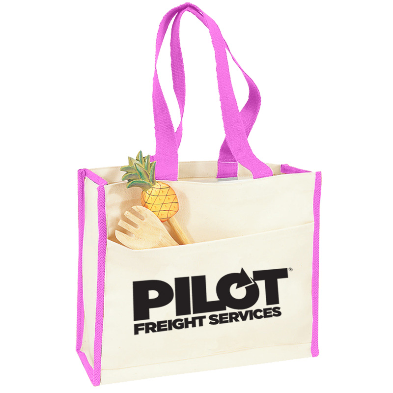 Canvas Gusset Tote w/Colored Handles 4