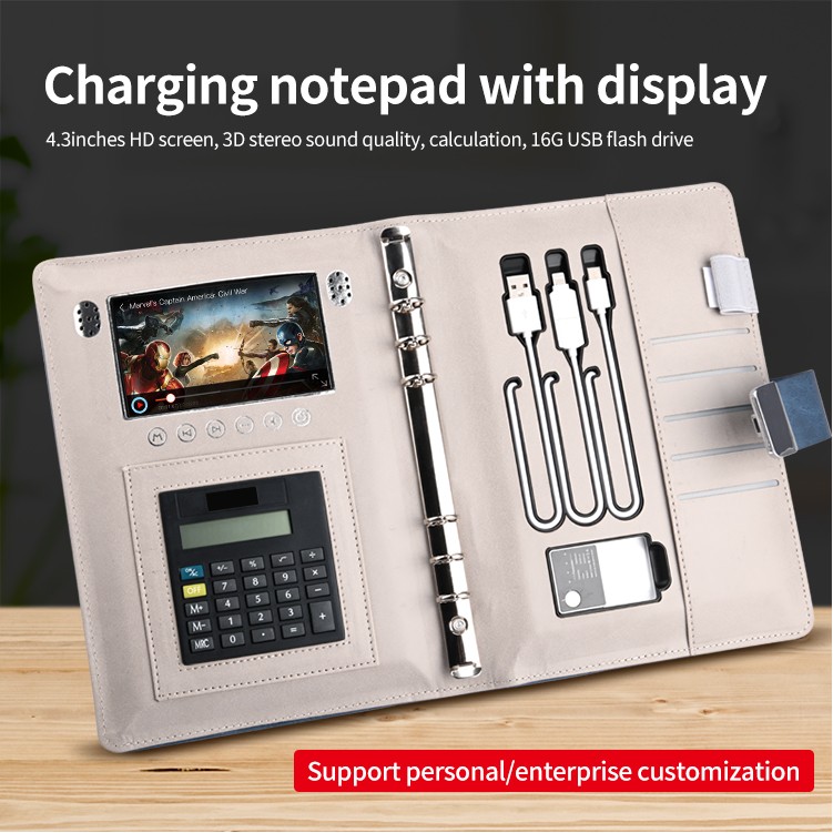 Top Configuration Fingerprint Lock Leather Notebook With Wireless Charger 4