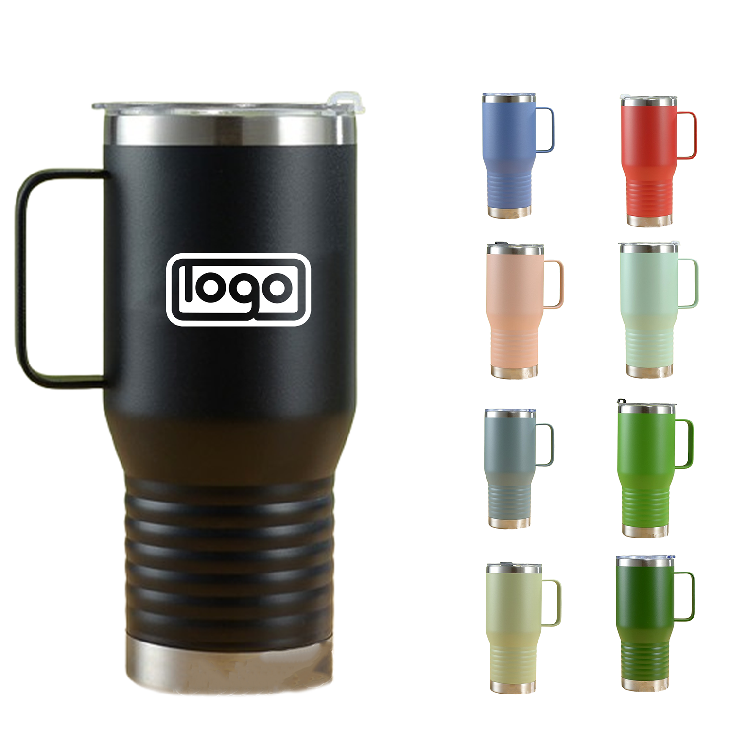 20oz Double Wall Stainless Steel Insulated Tumbler w/ Handle 1