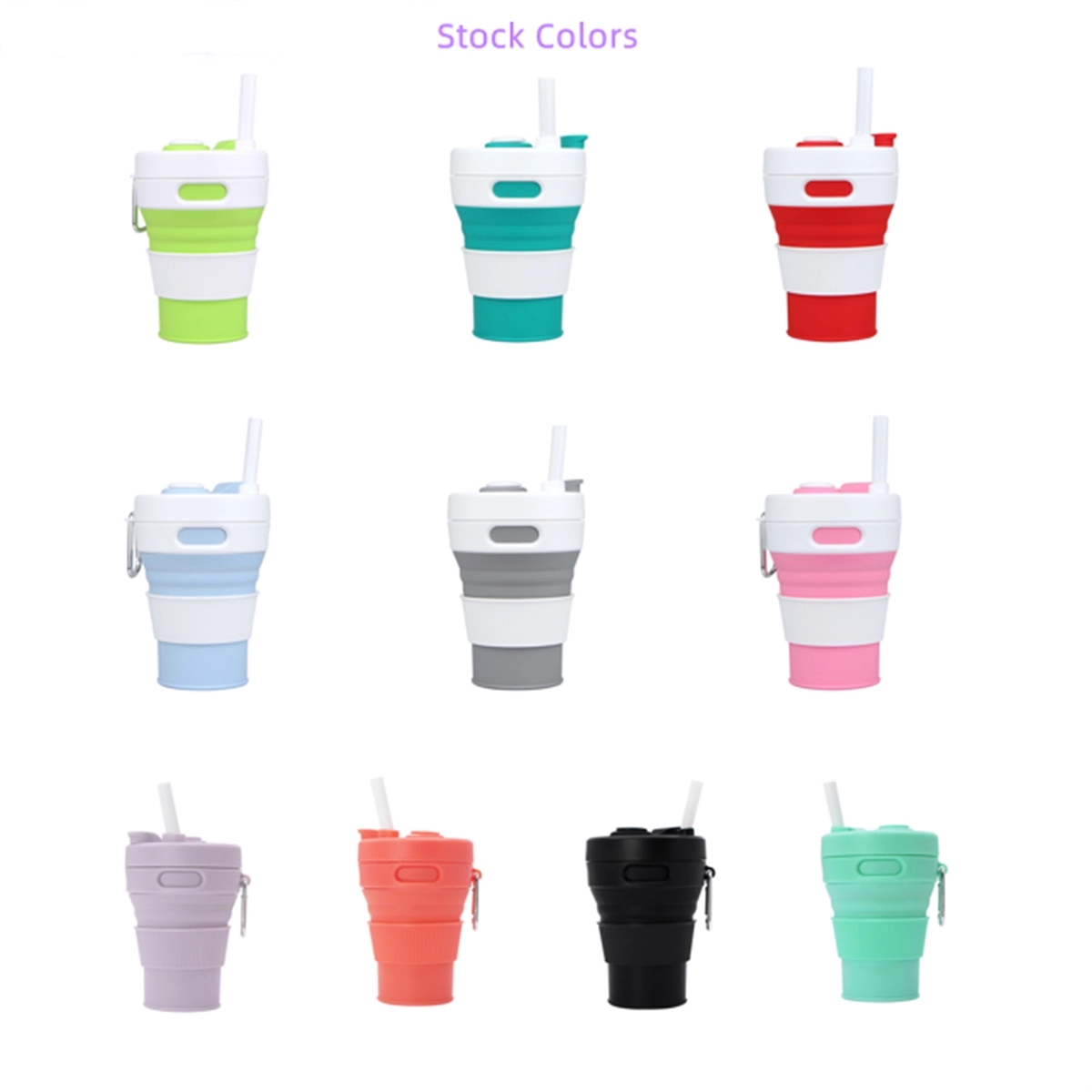 15Oz Silicone Collapsible Travel Cup With Straw 2