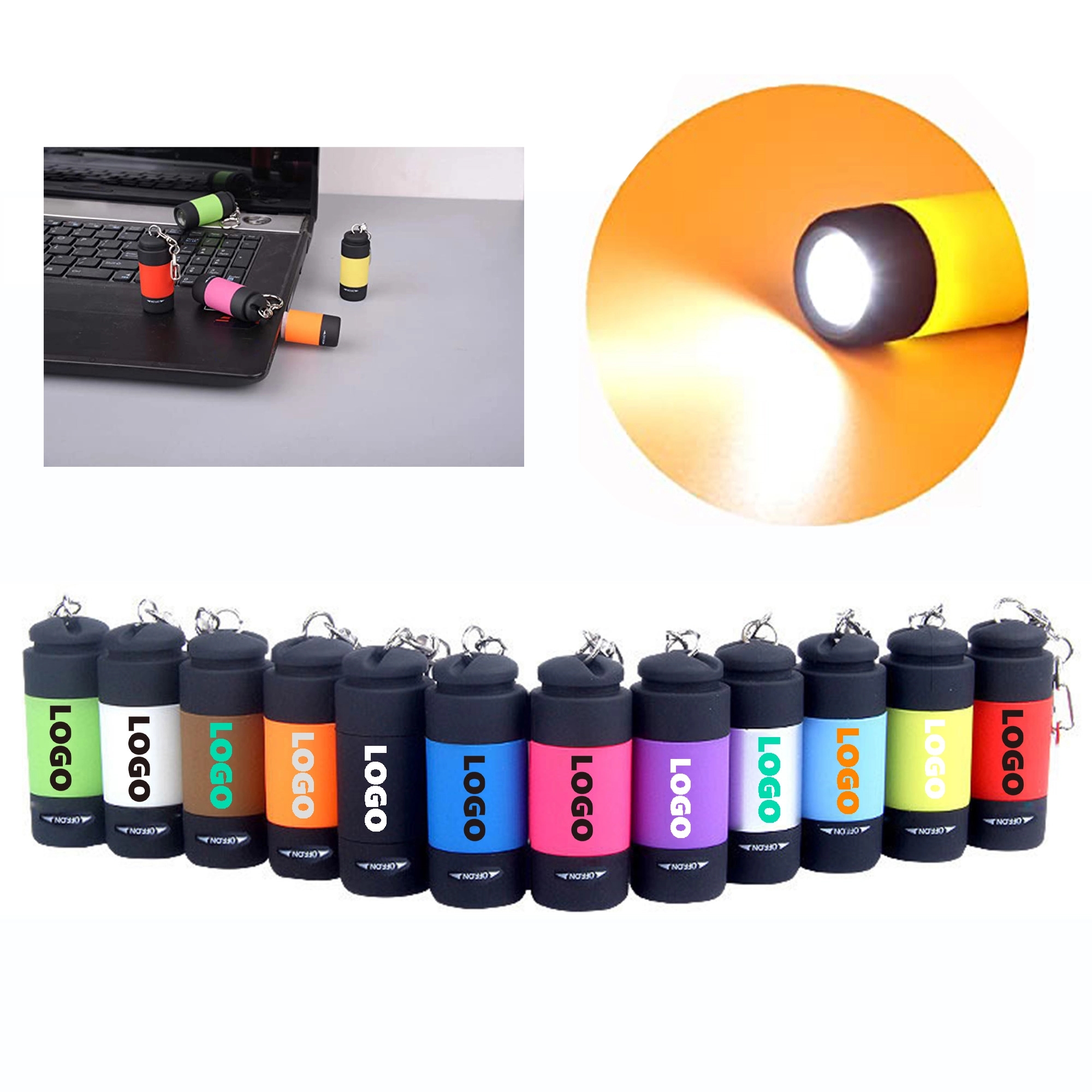 Mini USB Charging Colorful LED Flashlight 5