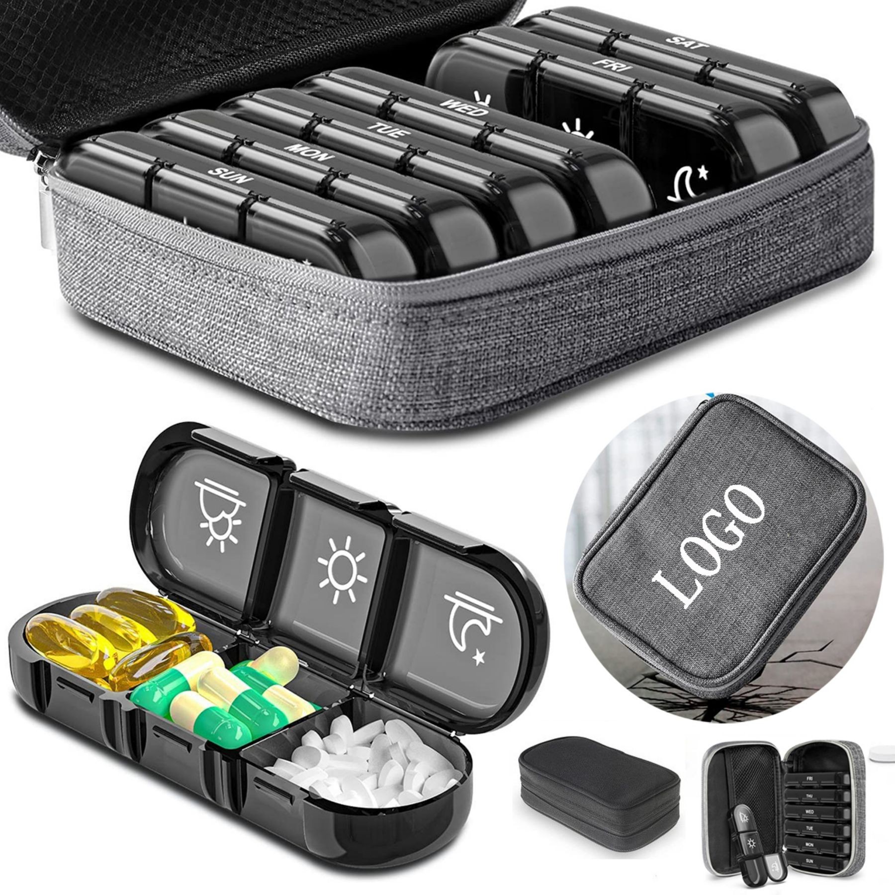 Canvas Bag Weekly Pill Box