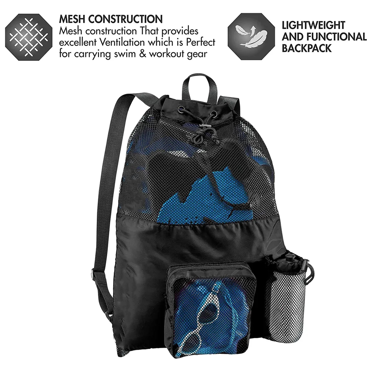 Big Mesh Mummy Backpack for Swim Gym and Workout Gear 4