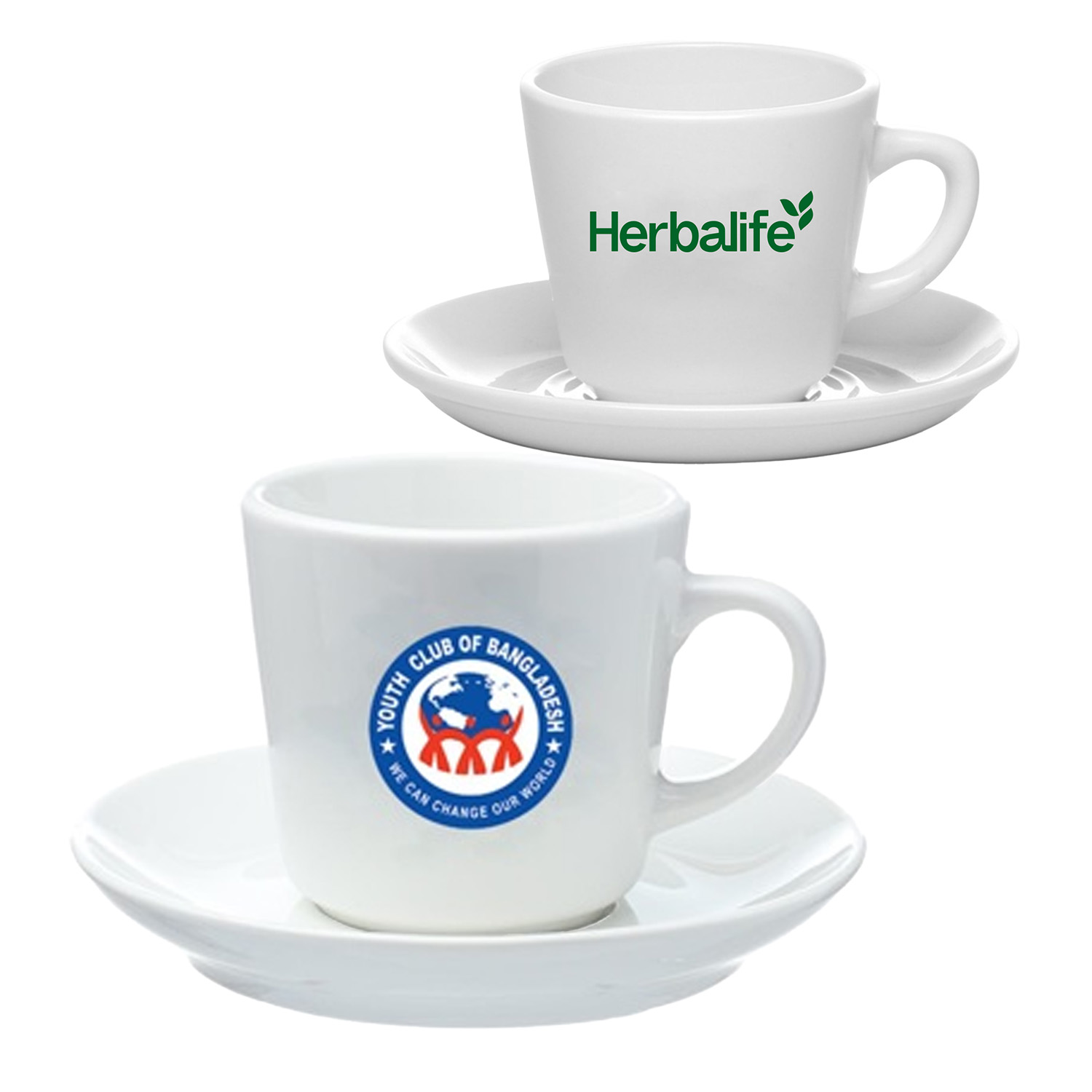 7.5 oz. White Porcelain Latte Mugs with Saucer 2
