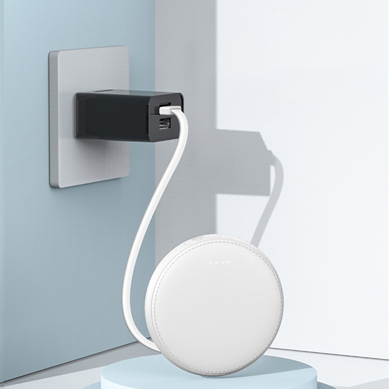 Leather Felt Power Bank w/Built-in Cables 11