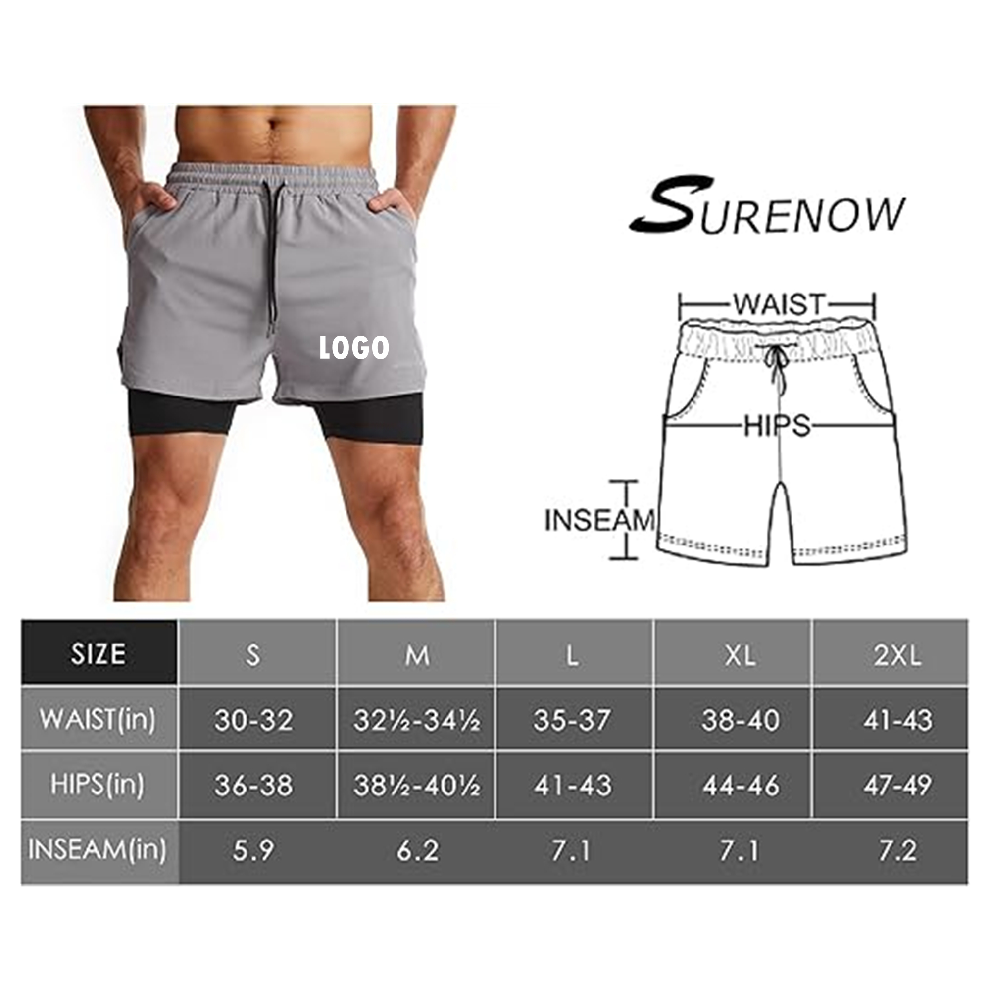 Men 2 In 1 Running Short 3