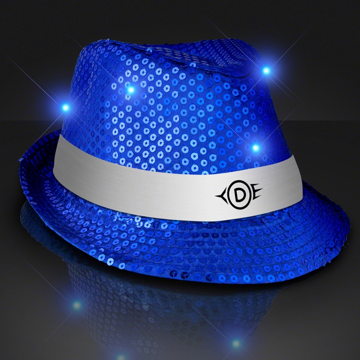 Shiny Single Colored Fedora Hats with White Bands 14
