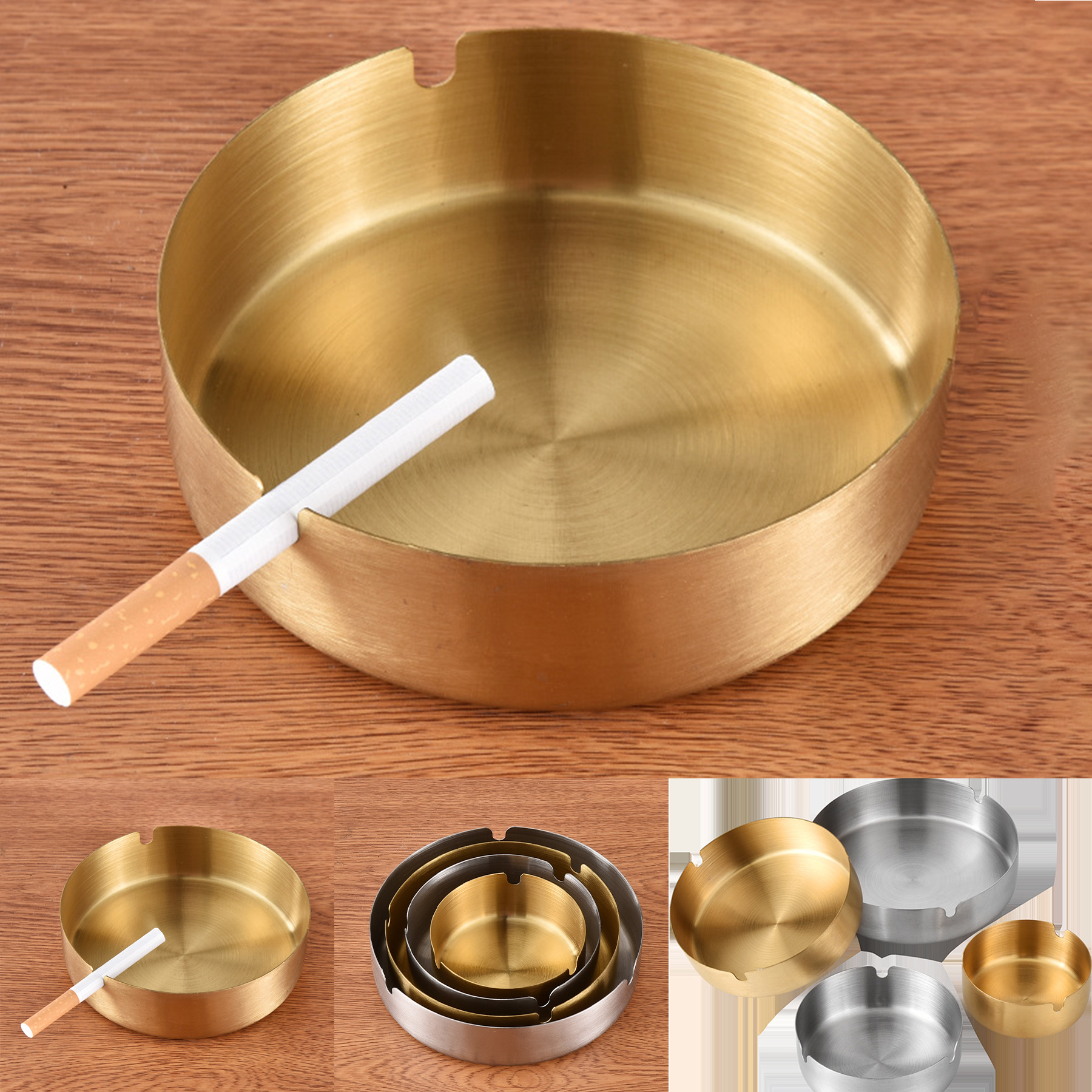 Tabletop Round Stainless Steel Ash Tray 2