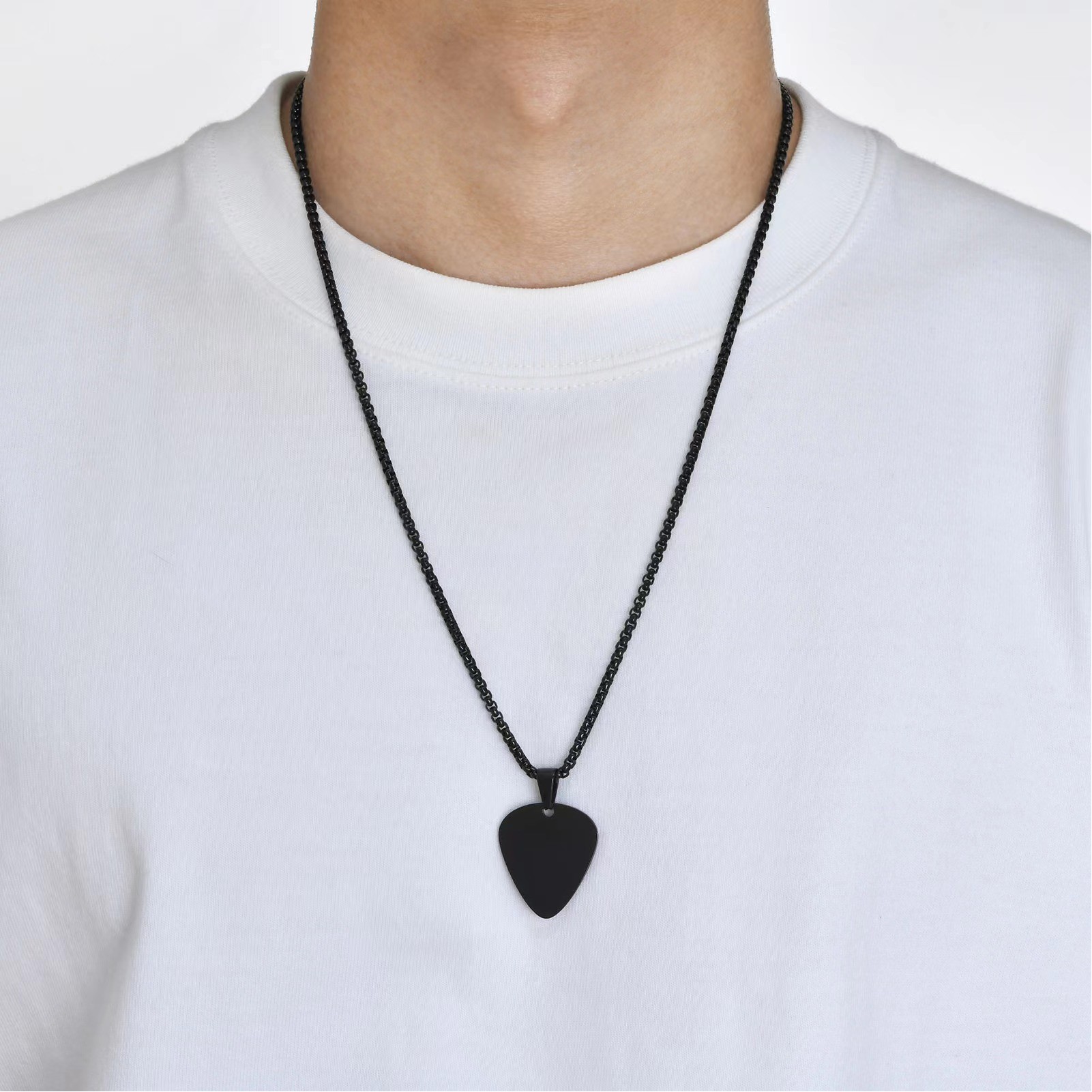 Custom Engraved Laser Stainless Steel Guitar Pick Pendant 4