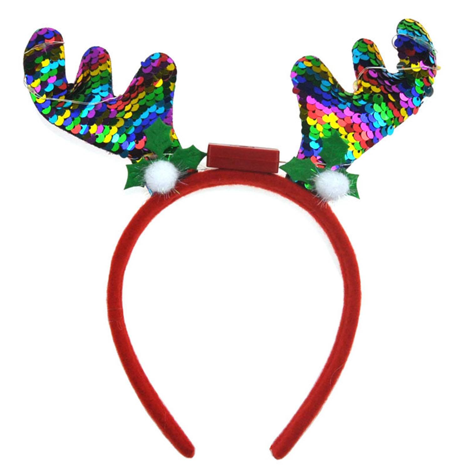 Plastic sequin antler headband 6 lights beadband 5