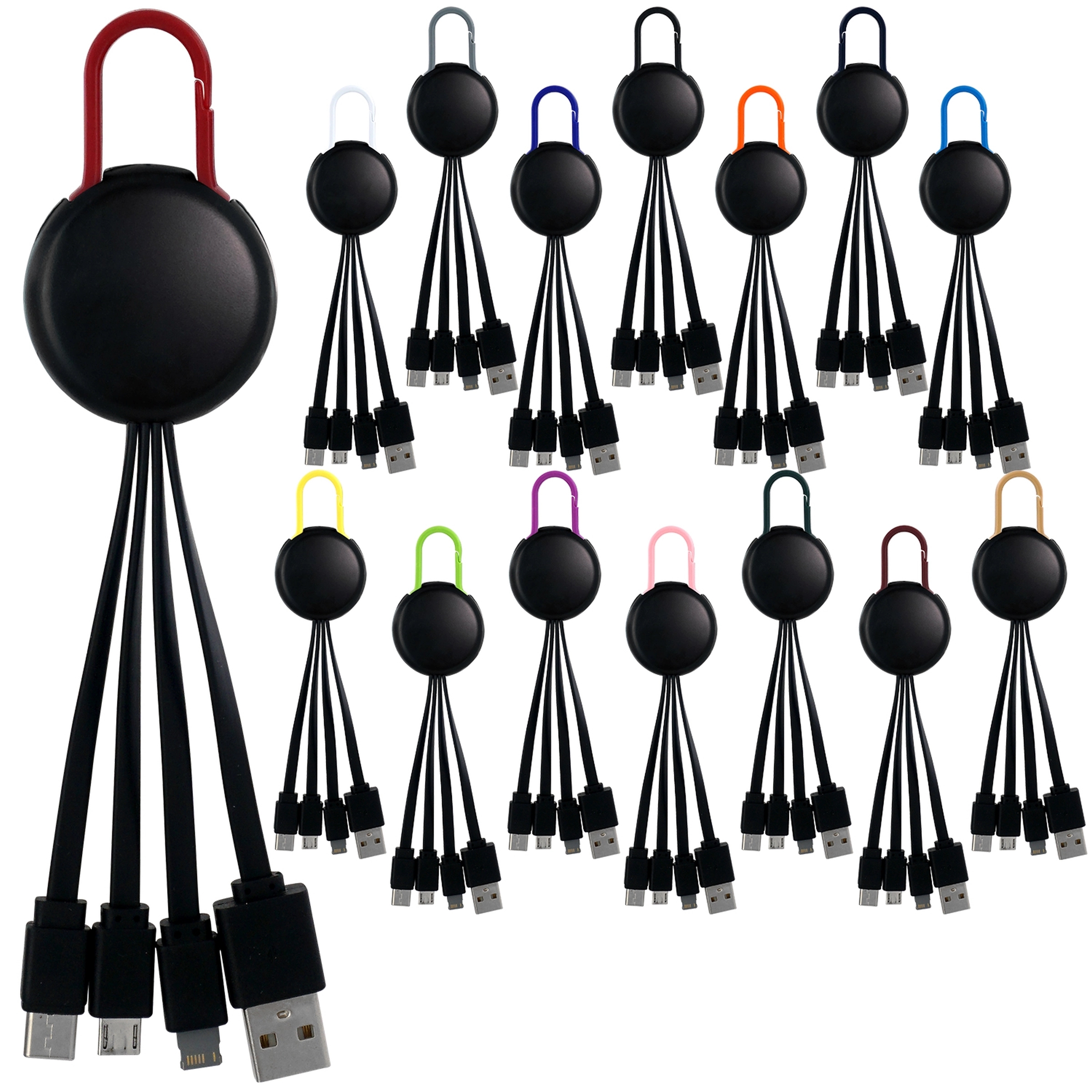BLACK COLORFUL CLIP 3 IN 1 CHARGING CABLE 16