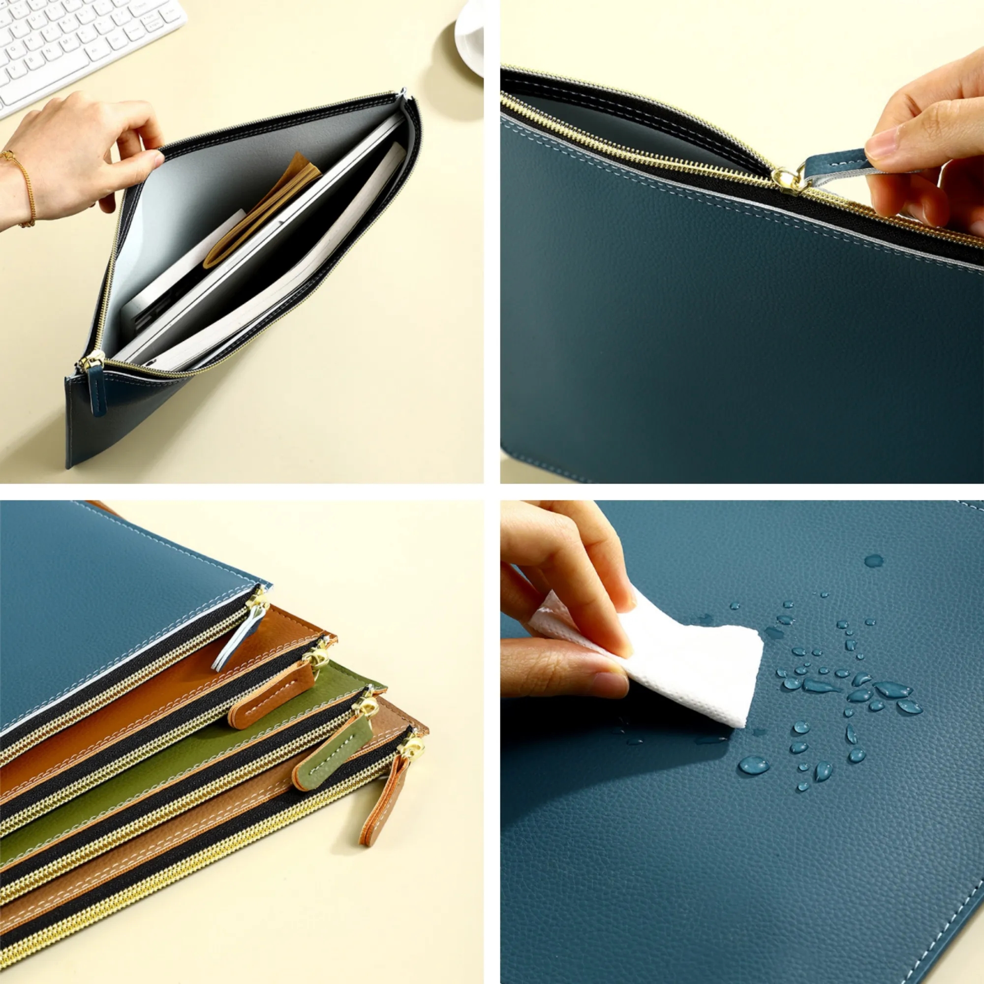 A4 PU Zipper Document Bag Waterproof Pouch Case 3