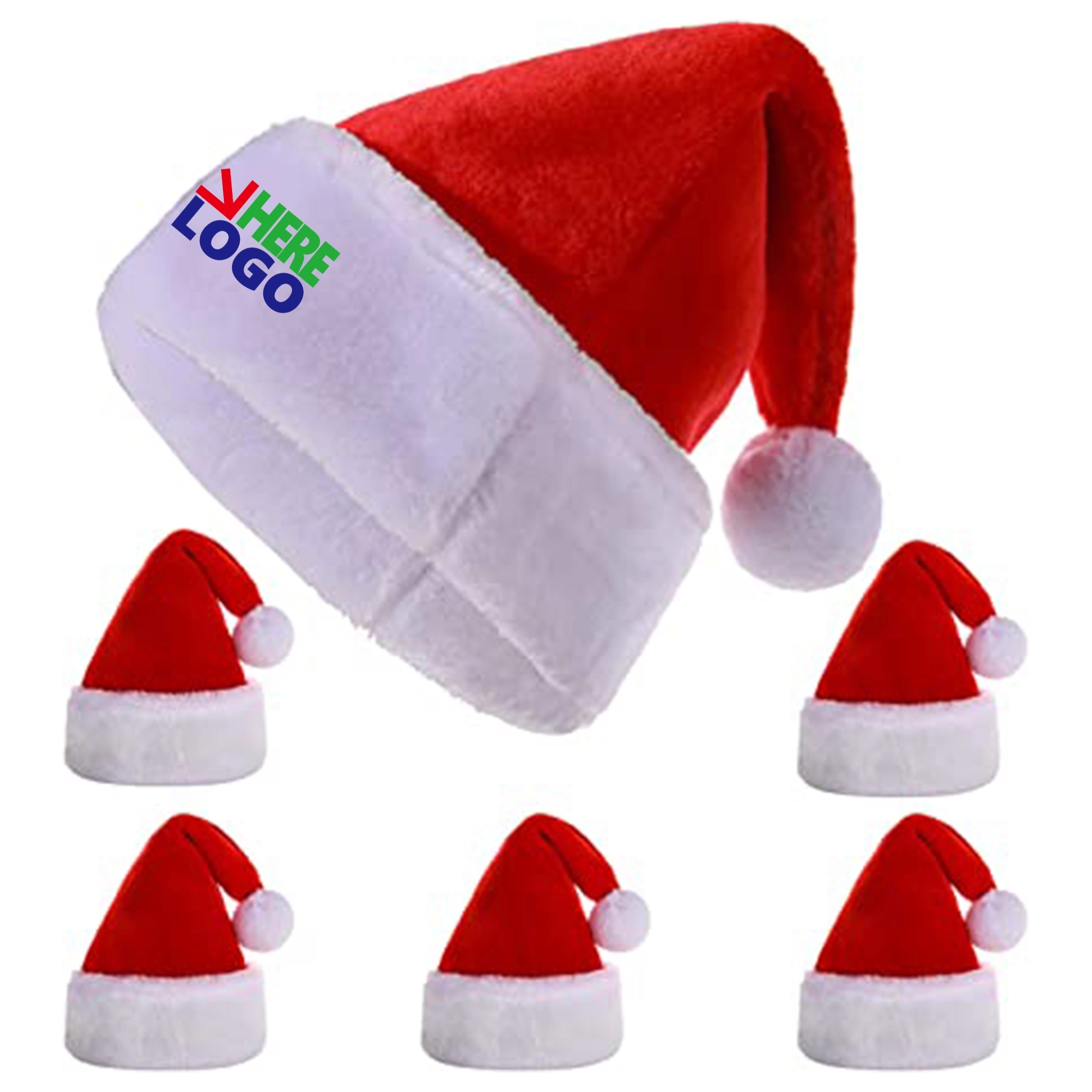 Unisex Classic Soft Plush Santa Hat MOQ 50pcs
