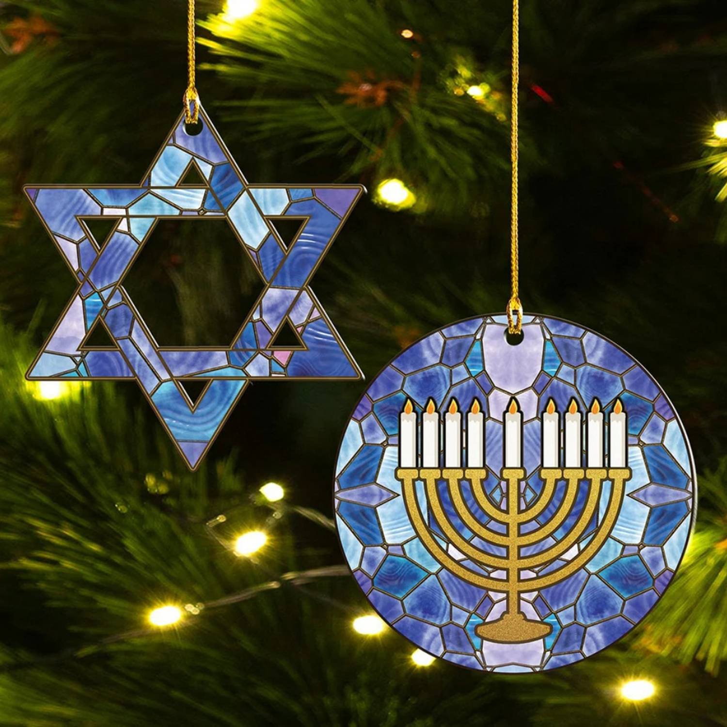 2PCS Acrylic Hanukkah Ornament Set 4