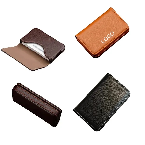 PU Leather Business Card Holder with Magnetic Flap 3