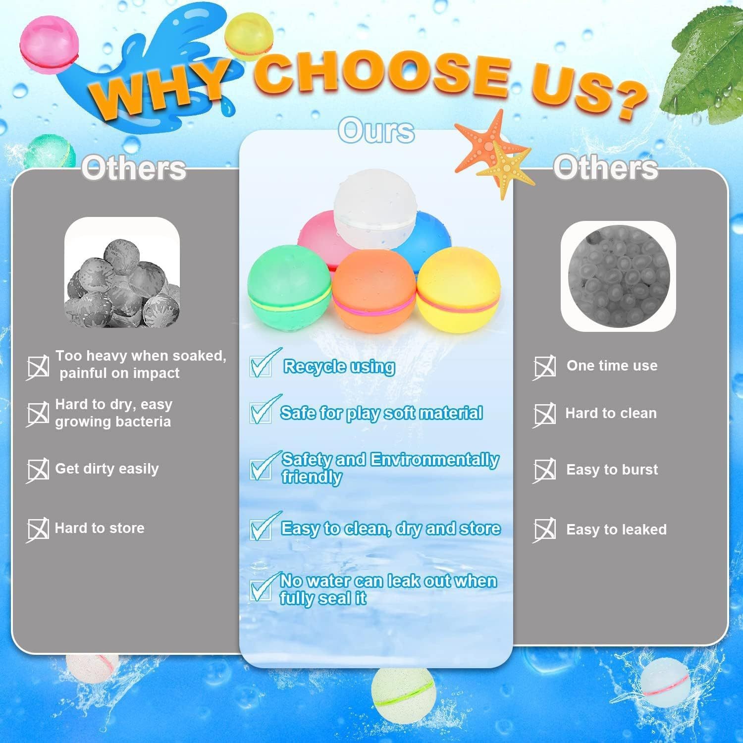 Reusable silicone magnetic decompression water balloons 3