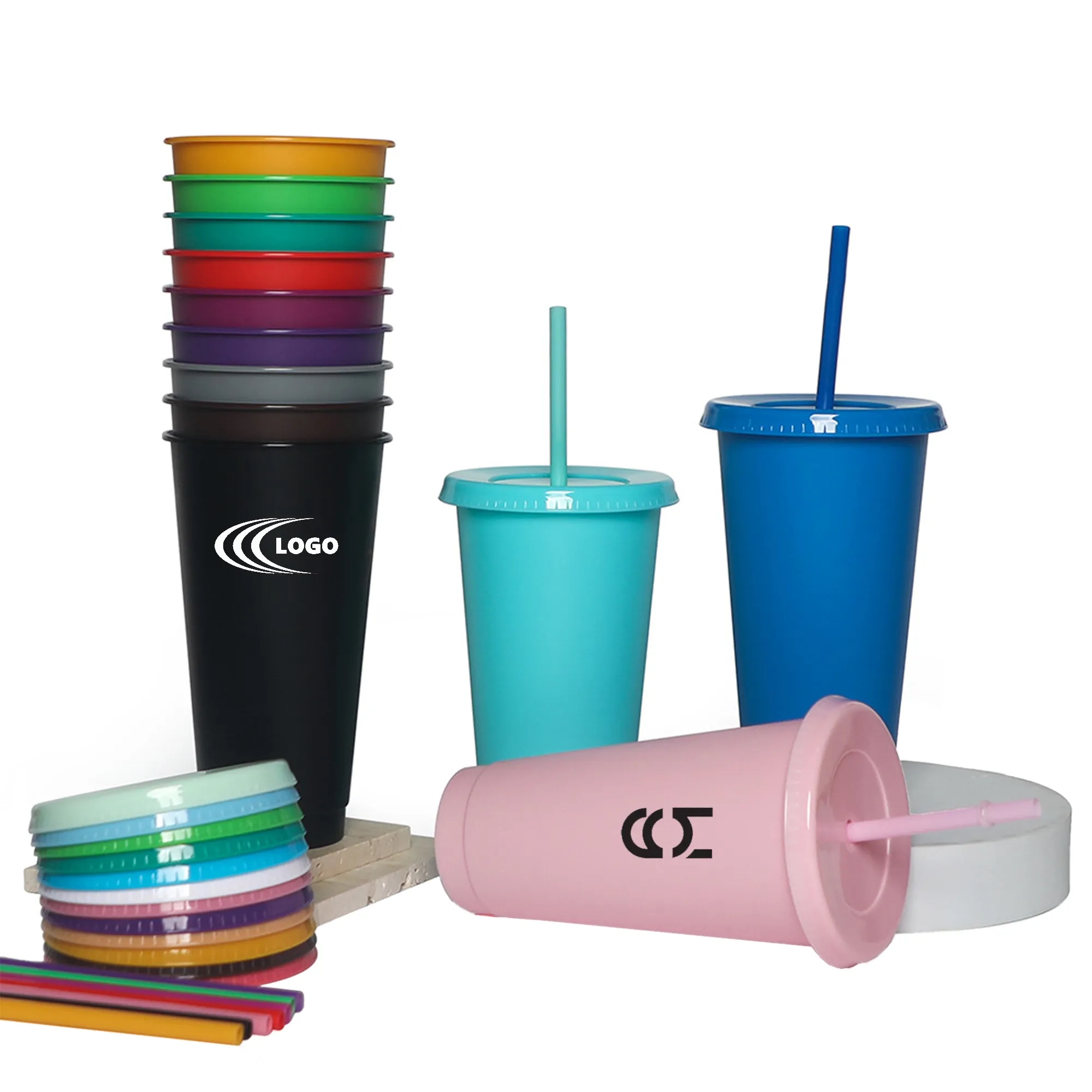 24oz PP Sports Stadium Straw Drinking Cup 1